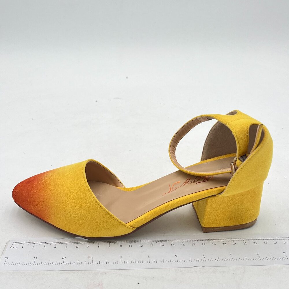 FOWT Women’s Heels Pointy Closed Toe Pump Ankle Strap Chunky Low Block Heels